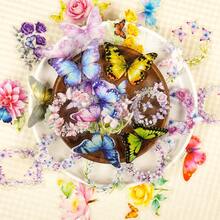 56 piezas Nuevas y exquisitas pegatinas de mariposas y flores soñadoras - Suministros de manualidades DIY de PET transparente - 56 piezas - Ver 3