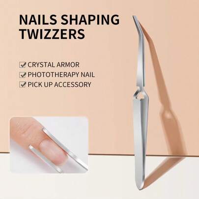 Multi-Functional Nail Shaping Tweezers, Crystal Nail Shaping Clamp, UV Gel Curing Nail Clamp, Perfect Nail Sculpture Manicure Tools