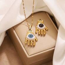 1pc Stainless Steel Fashion Charm Palm Pendant Necklace Earring DIY Jewelry Making Kit Suitable For Women's Wear Gift - palm pendant - View 4