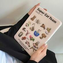 可爱卡通小猫图案第11代平板电脑保护套，适用于Pro 2025新款第10代、Air 7/6、11英寸平板电脑，时尚平板电脑保护套，带笔槽 - 白色 - 查看 9