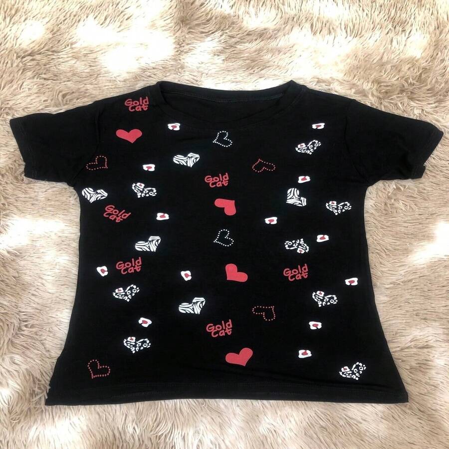 Women's Baby Look Gold Cat New Release - 黑色 - 查看 1