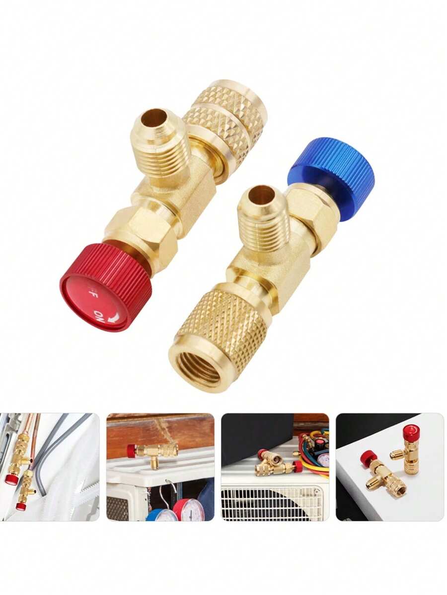 Este juego de 2 piezas incluye una válvula de carga, un adaptador y una válvula de . Con un diseño ergonómico para una fácil instalación y mantenimiento, se utiliza en la reparación de aires acondicionados. - Unitalla - Ver 1