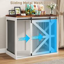 43In Farmhouse Dog Crate Furniture - Spacious For Large Dog, Sliding Metal Mesh Door, 2 Lockable Doors - Màu trắng - 43 inch - Xem 2