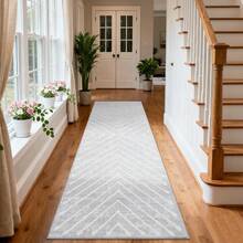 1Pcs Home Decor Large Area Rug For Living Room Modern Washable Rug Farmhouse Non Slip Non Shedding Throw Rugs Low Pile Stain Resistant Indoor Carpet For Bedroom Office Dining Room Runner For Enteryway Hallway - Light Grey - View 1
