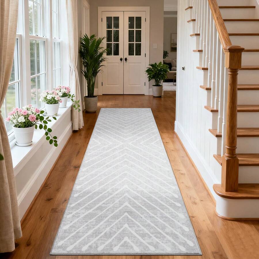 1Pcs Home Decor Large Area Rug For Living Room Modern Washable Rug Farmhouse Non Slip Non Shedding Throw Rugs Low Pile Stain Resistant Indoor Carpet For Bedroom Office Dining Room Runner For Enteryway Hallway - Light Grey - View 1