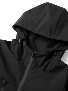 2pcs Men's Casual Fashion Outdoor Hooded Jacket - Black - View 5