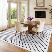 1Pcs Home Decor Large White/Black Area Rug For Living Room Modern Washable Rug Farmhouse Non Slip Non Shedding Throw Rugs Low Pile Stain Resistant Indoor Carpet For Bedroom Office Dining Room Runner For Enteryway Hallway - 灰黑色 - 查看 2
