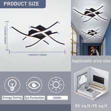 XINGOO 1 قطعة إضاءة سقف ذات تصميم أنيق وحديث، مصنوعة من الألمنيوم الأسود الفاخر، مزودة ب- 4 لوحات إضاءة LED، قوة 28 واط، مناسبة للاستخدام في غرفة المعيشة/النوم/المطبخ/الممر/الشرفة، لون أبيض بارد 6000 كلفن أو أبيض دافئ 3000 كلفن، تعمل بجهد كهربائي 220-240 فولت 50/60 هرتز فقط (تحذير: غير متوافقة مع 110 فولت) - 4 أضواء - مشاهدة 14
