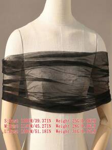 Black Sheer Off Shoulder Bridal Shawl, Suitable For Weddings, Parties, Dresses, With Clasp Design, Short Style - Black - View 6