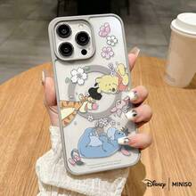 Miniso Disney Winnie The Pooh Cherry Blossom Phone Case Transparent Magnetic Shockproof Case Suitable For Iphone 17 Pro Max/17 Pro/17 Air/17/16/15/14/13/12/11/X/XS Pro/Pro Max Series Iphone 17 Pro Max Case Iphone 17 Pro Case Iphone 17 Case Stocking Stuffers The Girlfriend - 黑色 - 查看 3