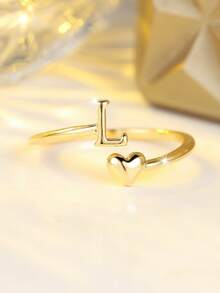Tsnamer 14K Gold Plated Ring Waterproof Heart Letter Stackable Ring Gift For Women Girlfriend - Ring - View 29