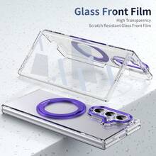 VIETAO 360°旋轉隱形支架透明材質手機殼，適用於 Galaxy Z Fold 8 Ultra 7 6 5 4 Fold7，附強化玻璃螢幕保護貼 - 紫色 - 查看 6