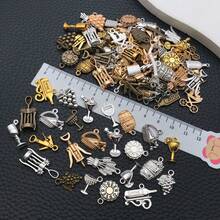 1pack Wine Themed Charms Mixed Grape Cocktail Shape Charms Wine Opener Pendants DIY For Necklace Bracelet Jewelry Making And Crafting - Multicolor - View 3