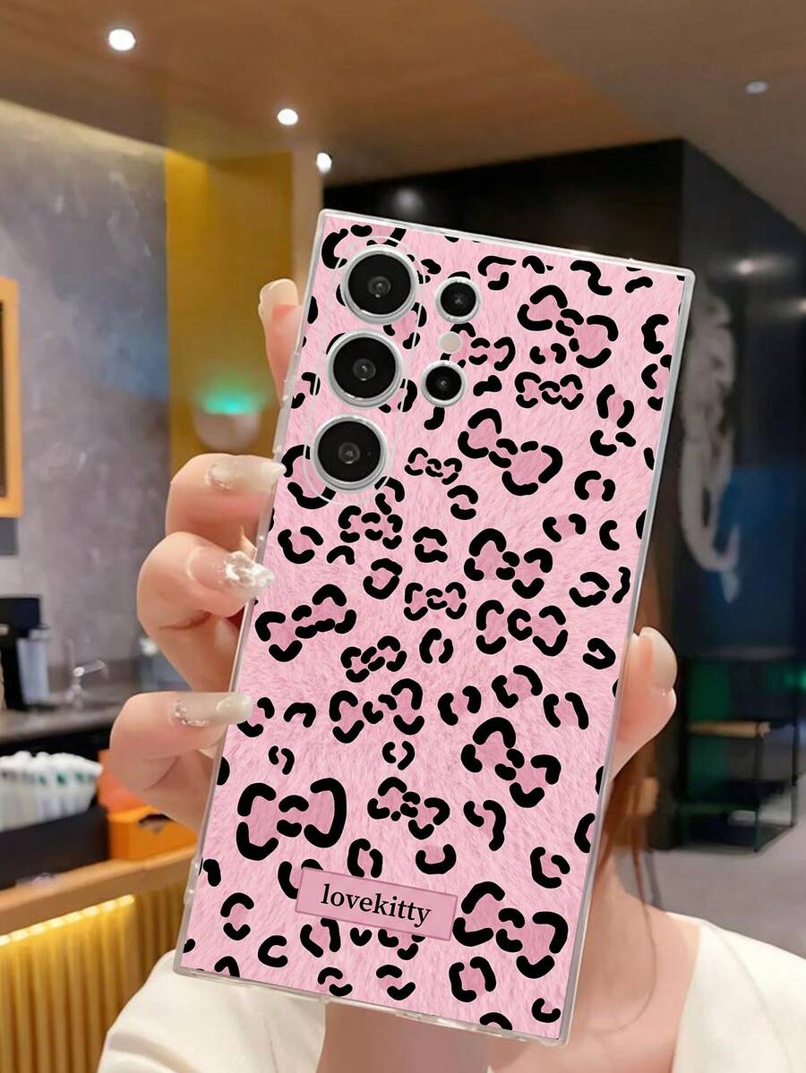 1pc Fashionable Bow Tie Leopard Print Soft Phone Case, Compatible With Huawei, Honor, Galaxy, Phones - Clear - View 1