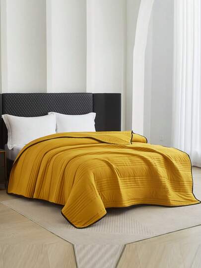 1件亲肤柔软舒适简约风格纯色夏季被子，轻盈透气（不含枕套和床单），单人/双人尺寸，四季皆宜