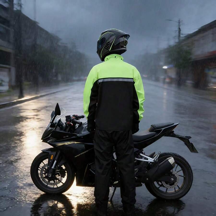 时尚防水雨衣裤套装，适合骑行和摩托车骑行，男士摩托车雨具，母亲节礼物，卧室装饰，花园装饰，厨房装饰，夏季，海滩，旅行必备，房间装饰，柔软舒适，毕业季礼物