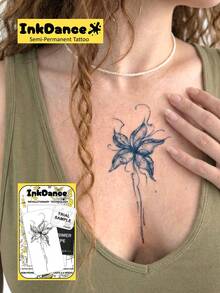 1套“飘逸百合”科技纹身贴纸，半永久纹身，临时纹身，持久耐用，防水，逼真纹身效果，植物基 D282 - 黑色 - 查看 7