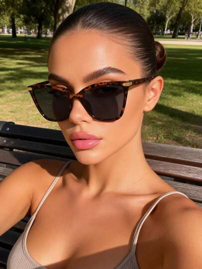 1pair Leopard Multicolor Plastic Full Frame Cat Eye Classic Retro Women Fashion Glasses For Holiday Gift Cosplay Club Carnival Aesthetic Appointment Outfits Suitable For All Face Shapes