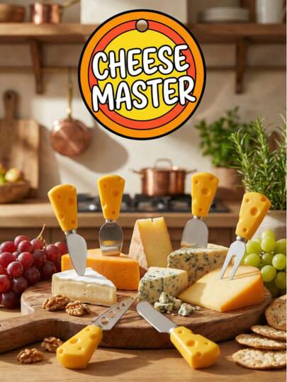 7pc Fun Cheese Knife Set For Kids: Rust-Proof, Durable And Easy To Clean, Suitable For Cheese Slicing, Dining, Etc. Made Of Stainless Steel, It Is A Cost-Effective Tableware For Best Friend Tea Parties, Camping And Cold Food Preparation