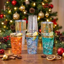 20个透明高品质金色易清洗杯子 - 7盎司（约200毫升）晶莹剔透的杯子，适用于果汁和冷饮，婚礼和派对用杯 - 金色 - 查看 10