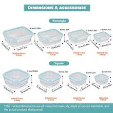8pcs Glass Food Storage Containers With Lids , Glass Meal Prep Containers With Lids, Meal Prep Containers Reusable Glass Glass Lunch Box With Lids Clip Lock Glass Food Containers - View 12