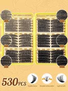 570/530pcs Individual False Eyelashes, Eyelash Book, Cluster False Eyelashes, DIY Eyelash Extension, Cluster False Eyelashes, Individual False Eyelashes, False Eyelashes - View 3