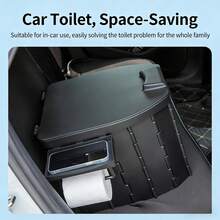 Cepasei Camping Toilet, Portable Toilet For Adults, Portable Travel Folding Toilet With Lid And Paper Holder, Compact Potty For Car, Camp Toilet Portable Toilet For Camping, Hiking,Truck, RV, Beach - Black - View 9