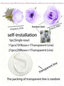 20pcs/10 Red Roses + 1 Roll 500cm Transparent Rope, Hanging Small Red Roses For Wedding Decoration, Hanging Red Roses Artificial Silk Flowers - Suitable For Wedding Arches, Parties, Bridal Showers, Bouquets, Party Centerpieces And Ceiling Decor - Perfect Gift For Wedding Planners And DIY Enthusiasts, Birthday Graduation Gift, Suitable For DIY Wedding Decor, Bridal Showers, Wedding Bouquets, Party Centerpieces, Ceiling Decor - Purple - View 7