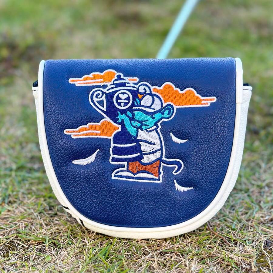 1pc For DF3 Putter Golf Club Head Cover - Magnetic Closure Scratch-Resistant PU Case With Fluffy Lining & Cute Cartoon Design, Blue Club Head (Compatible With DF3 Putter Model) - Multicolor - View 1