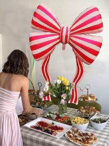 1个大号条纹蝴蝶结铝箔气球，适用于生日派对、周年纪念、新娘送礼会、婚礼订婚装饰 - 蝴蝶結 - 查看 5