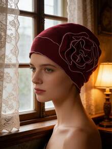 1pc Women's Large Floral Elastic Headband Hat, Versatile Basic Cap, Women's Chemo Hat - Multicolor - View 6