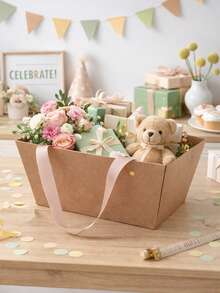 5pcs Waterproof Kraft Paper Gift Boxes, Suitable For Wedding Favor Bags, Wedding Floral Decoration Boxes, Wedding Thank You Gift Packaging Boxes With Handles, Wedding Tabletop Centerpiece Decor, Baby Shower Party Decoration Bags, Wedding Celebration Anniversary Banquet Decor, Wedding Guest Favors, Spring Festival Birthday Gift Packaging Bags, 2026 Party Supplies, Easter Graduation Season - Kraft Paper - View 4
