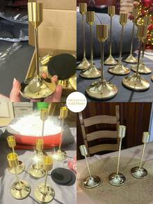30/12/6/3件套金色/黑色/镀金烛台套装，适用于柱状蜡烛和锥形蜡烛，可用于家居、婚礼、派对、周年纪念装饰 - 彩色 - 查看 8