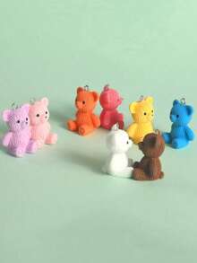 1个咖啡色泰迪熊钥匙扣吊坠，可爱小熊咖啡豆巧克力造型吊坠，时尚手提包配饰钥匙扣，适用于托特包、单肩包、背包，情人节、圣诞节、生日、日常礼物、钥匙扣、耳机吊坠或手机壳装饰 - 彩色 - 查看 4