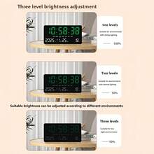 Reloj de pared LED de alta definición de 11 pulgadas, minimalista, multifuncional para sala de estar, con pantalla de temperatura y números grandes, de sobremesa y colgante de doble uso - A - Ver 4