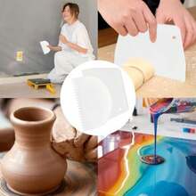 12 esparcidores adhesivos reutilizables para esparcidores de pegamento, paleta de plástico, paleta de muesca blanca, kit de apli - Ver 4