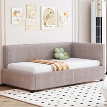 Upholstered Bed/Sofa Bed 90 X 200 Cm. Multifunctional Bed With 2 Large Storage Drawers And Slatted Base, Soft Velvet Upholstery, Grey. - Light Grey - View 3