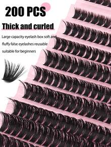 Lash Clusters D Curl,200PCS Cluster Lashes,Natural False Eyelashes,10 Rows 10-16MM Mixed Lash Extensions,Soft Wool ,Stable Curl, Lightweight,No Kinks,Individual DIY Eyelash Extension At Home - View 5