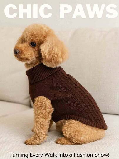 1pc בגדי חיות מחמד חדשים לסתיו/חורף, סדרת טוויסט בצק מטוגן לכלבים, סוודר דובי, גודל גור, סוודר סרוג חם וחמוד, ביגוד אופנתי לחיות מחמד, סרוג בצק מטוגן בצבע אחיד, נוח