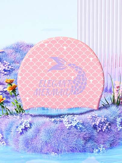 1 Mermaid Tail Pattern Swimming Cap Casual And Cute Waterproof Silicone Women's Swimming Cap Comfortable And Highly Elastic Suitable For Various Water Activities