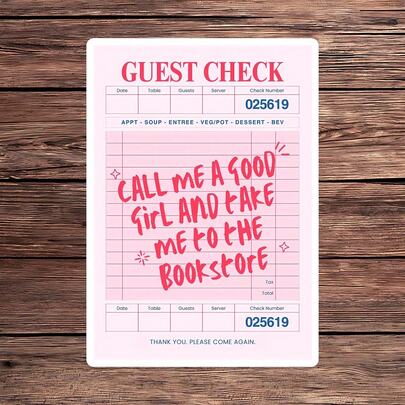 1PC Good Girl Bookstore Date Guest Check Sticker, Cute Booktok Laptop Decal, Flirty Book Lover Vinyl, Gift For Her, Waterproof Peel & Stick Tumbler Sticker, Pink Bookish Water Bottle Decal, Trending Bookworm Notebook Vinyl, Perfect Book Girlfriend Gift