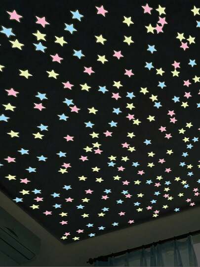 100/200 Pieces Glow In The Dark Stars, Luminous Wall And Ceiling Stickers, Make Your Bedroom Shine Like The Night Sky, Bedroom Decor, Home Decor (This Product Requires A Light Source To Glow - If This Bothers You, Please Do Not Buy It) Wall Stickers