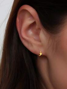 1pc S925 Sterling Silver Heart Zirconia Stud Earrings, Minimalist Cute Sweet, Elegant Jewelry For Women Daily, Casual, Commute, Travel, Party Wear - Single Earring - View 3