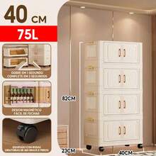 40/50/60cm Organizer Cabinet, Foldable, Stackable, With Wheels, Multipurpose, 2 Doors - 查看 18