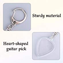 2个吉他拨片收纳钥匙扣，塑料合金心形吉他拨片展示盒钥匙扣，乐器展示用品，适用于音乐家、吉他手和音乐爱好者 - 白色 - 查看 4