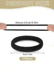 100pcs Fashion Simple High Elastic Thick Hair Ties, Suitable For Daily Use And Gifting. Can Be Used As Hair Ties, Ponytail Holders, Headbands And Sports Headbands. Suitable For Women And Girls, Perfectly Holds Long Hair. Also Suitable For Teenagers. Bathroom | Fashion Hair Tie Series | Durable Hair Ties (200/100/50pc Options) - Black Hair Ties - 查看 6