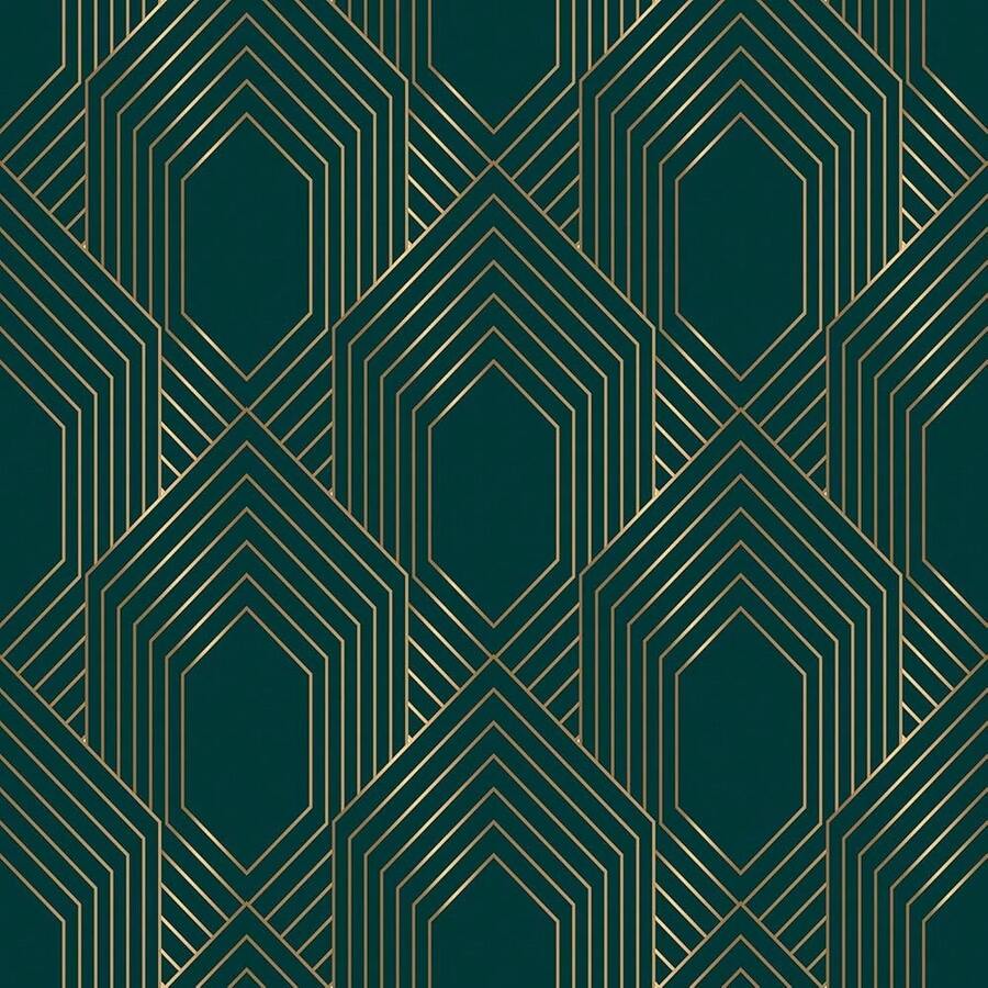 Dark Gre1en And Gold Peel And Stick Wallpaper Geometric Art Deco Wallpaper Gre1en Contact Paper For Cabinets Gold Line Hexagon Stripe Wall Paper Roll Removable Bathroom Walls Cover 17.5\X79\ - 17,5 inch x 79 inch - Xem 1