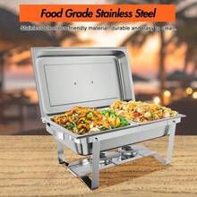 CuteHairy 4 PCS Chafing Dish Buffet Set 8 QT  Rectangular Food Warmer, Stainless Steel - Silver - View 7