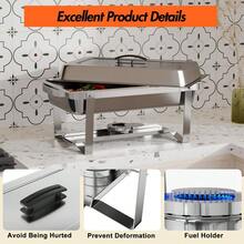 CuteHairy 4 PCS Chafing Dish Buffet Set 8 QT  Rectangular Food Warmer, Stainless Steel - Silver - View 8