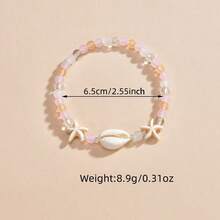 1pc Cute & Fashionable Resin Beaded Starfish & Shell Anklet, Suitable For Beach And Daily Wear - Multicolor - View 4